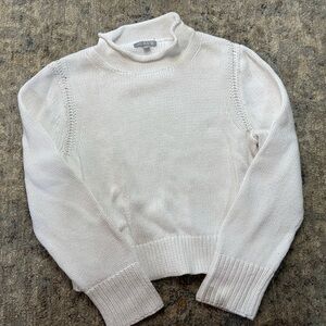 J. Crew White Cowl Neck Sweater with Ribbed Texture